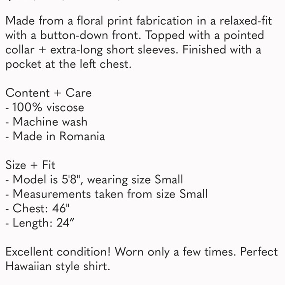 Urban Outfitters UO souvenir floral Hawaiian button up shirt blouse small - Picture 2 of 2